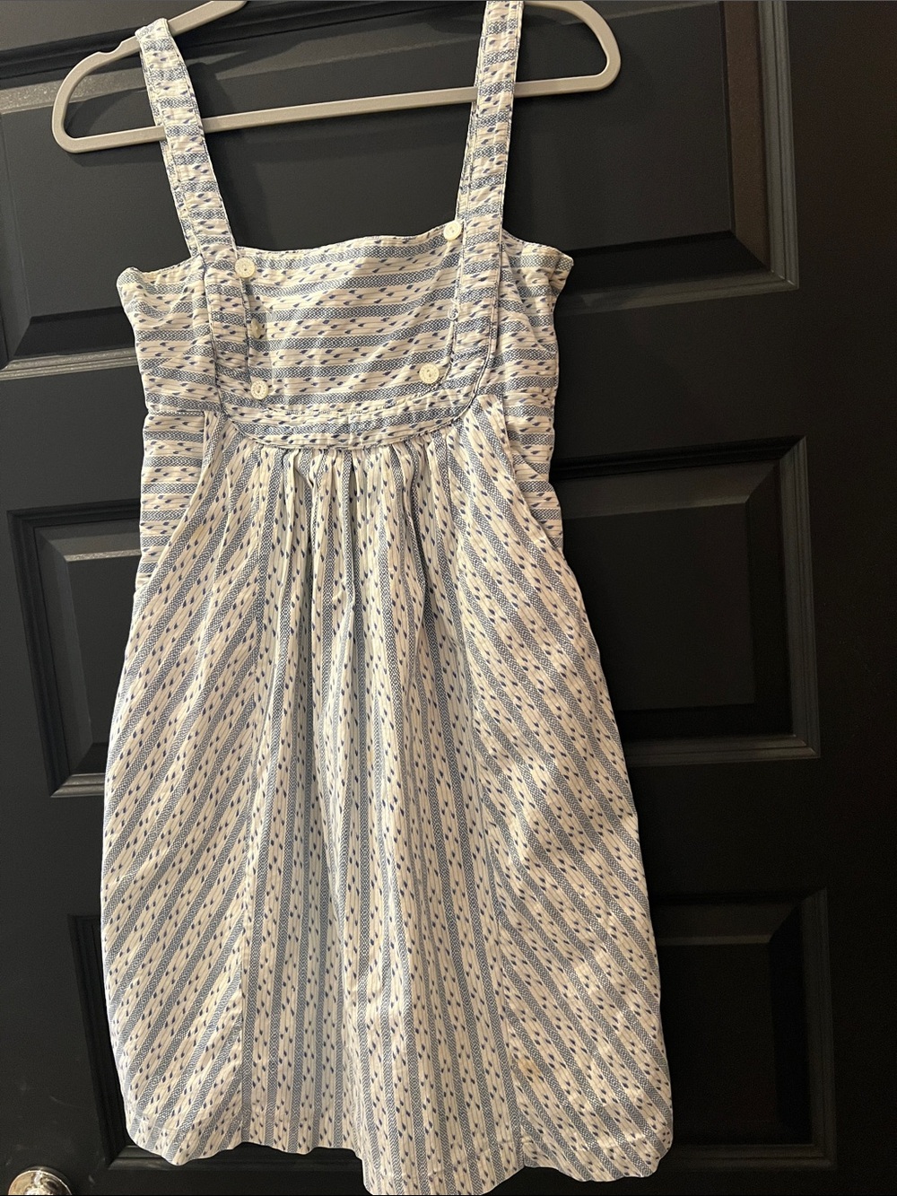 Anthropologie Viola regatta Blue and White Striped Sundress with Button Detail